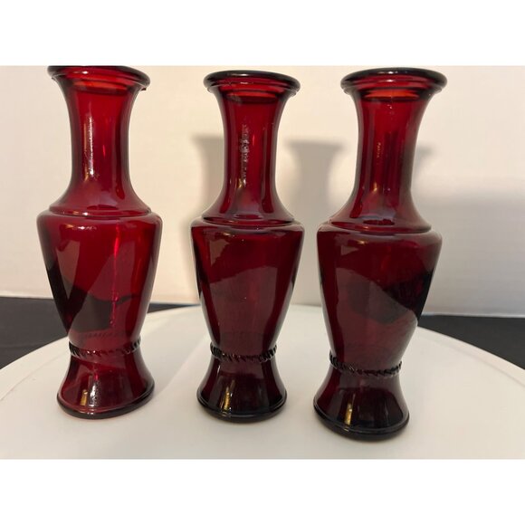Wheaton Ruby Red Glass Bud Vases Set of 3  5 3/4” high - Picture 5 of 5